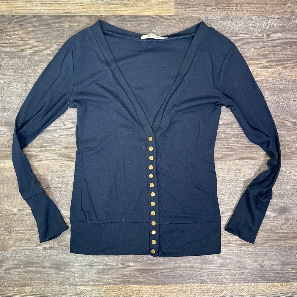 Nenona navy blue cardigan sweater top size small S B173